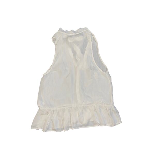 Joie Ivory Silk Tiered Tie Neck Sleeveless Blouse Size Small Classy Career - Picture 2 of 4